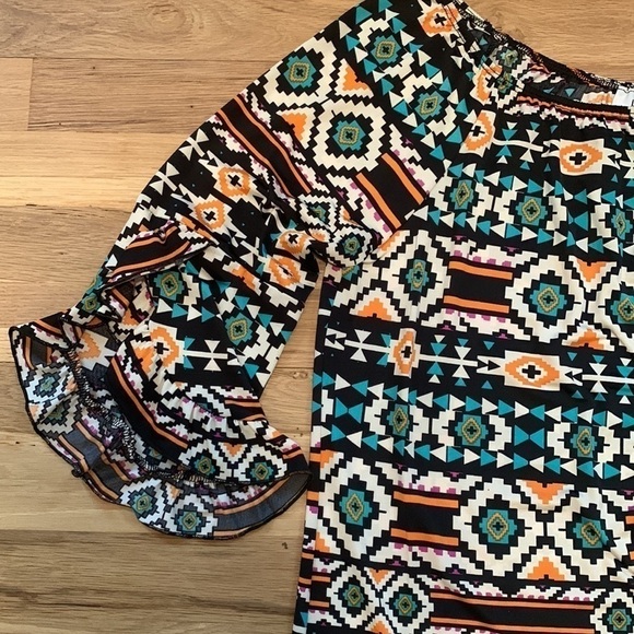 Jody California Abstract Geometric Pattern Boatneck Above Knee Dress Women’s M - Picture 6 of 12